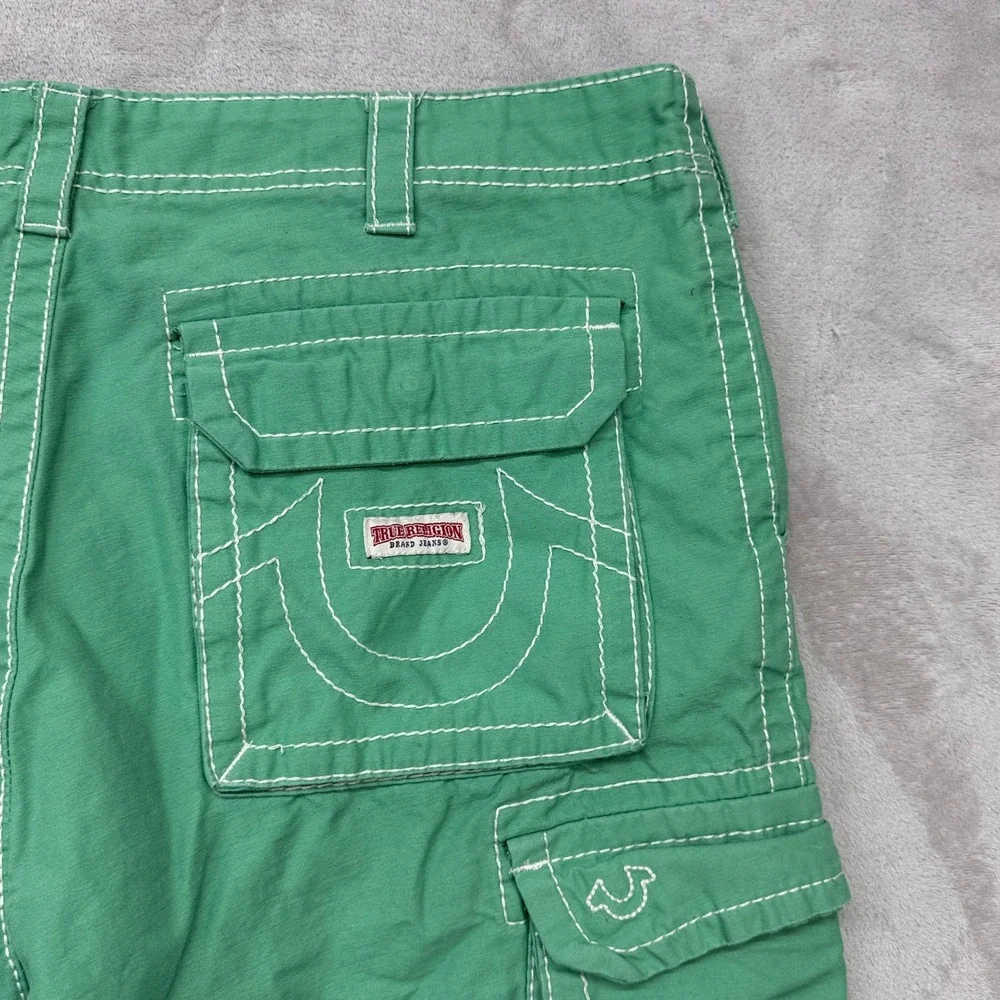 True Religion Cargo Shorts Mens 36 Green Streetwear Baggy Skater 12